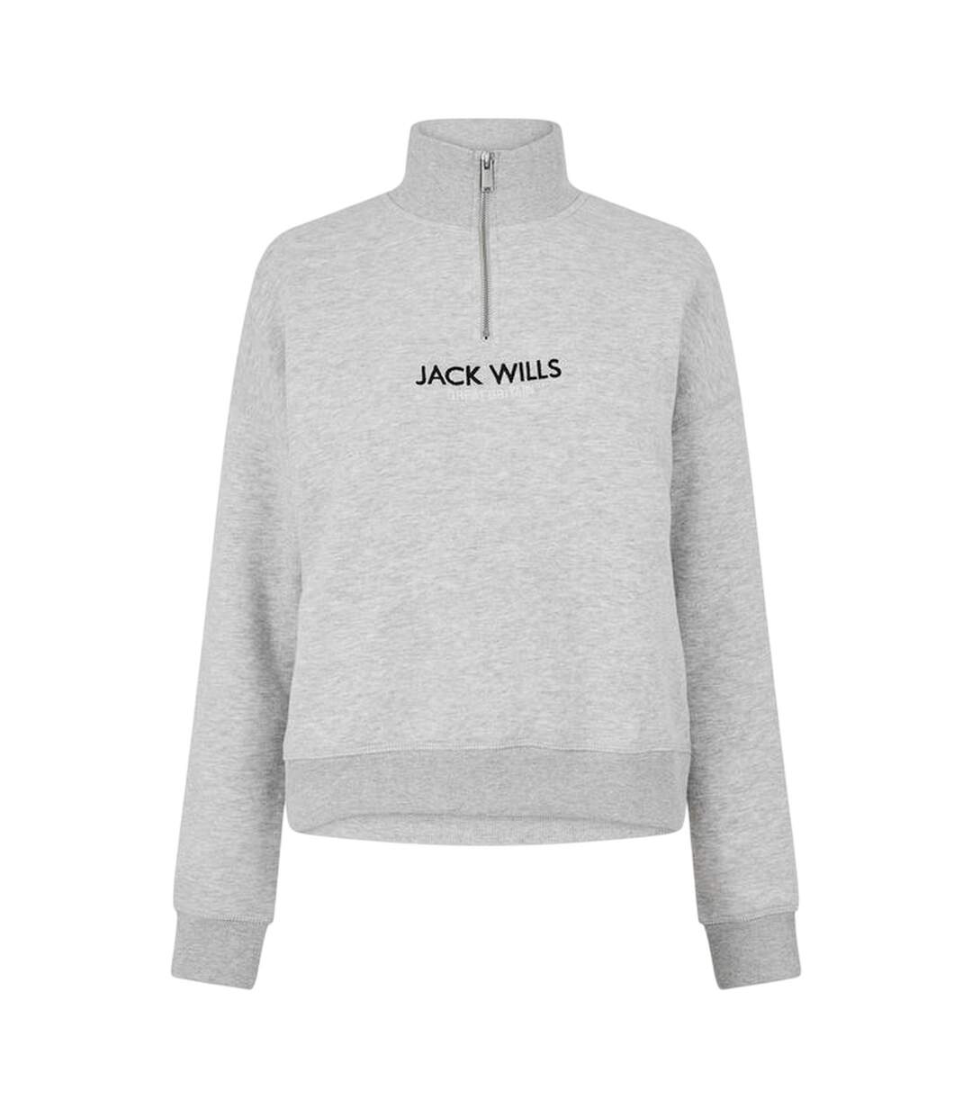 Womens/ladies Honeylane Half Zip Sweatshirt Grey Marl Jack Wills-2