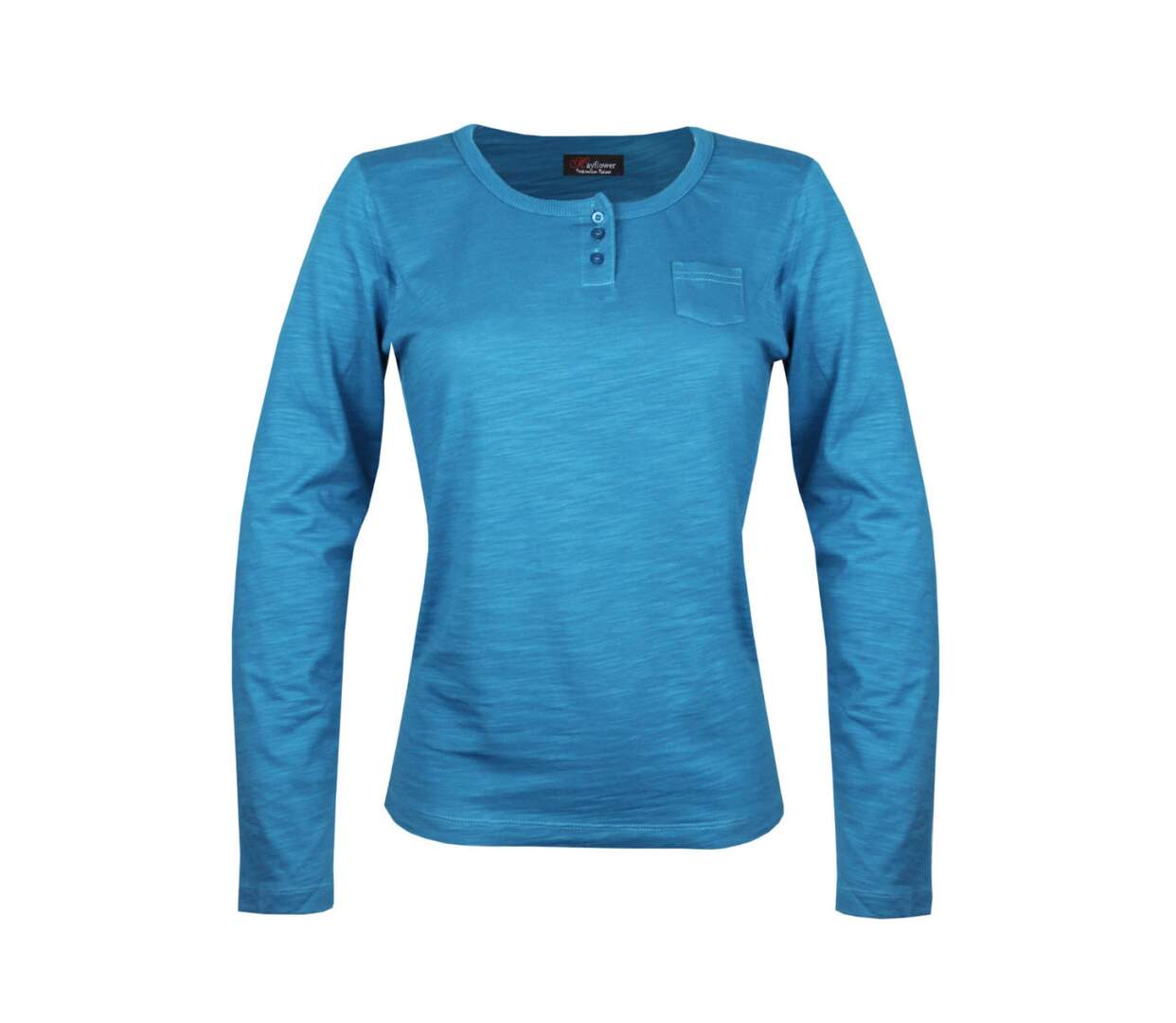Tee-shirt MAYFLOWER CHINA4B à manches longues : le chic du coton flammé avec poche poitrine-4