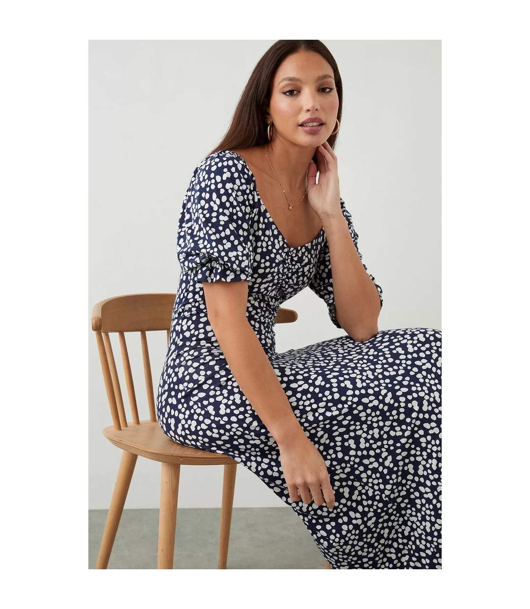 Womens/ladies Spotted Sweetheart Tall Midi Dress Navy Dorothy Perkins-4