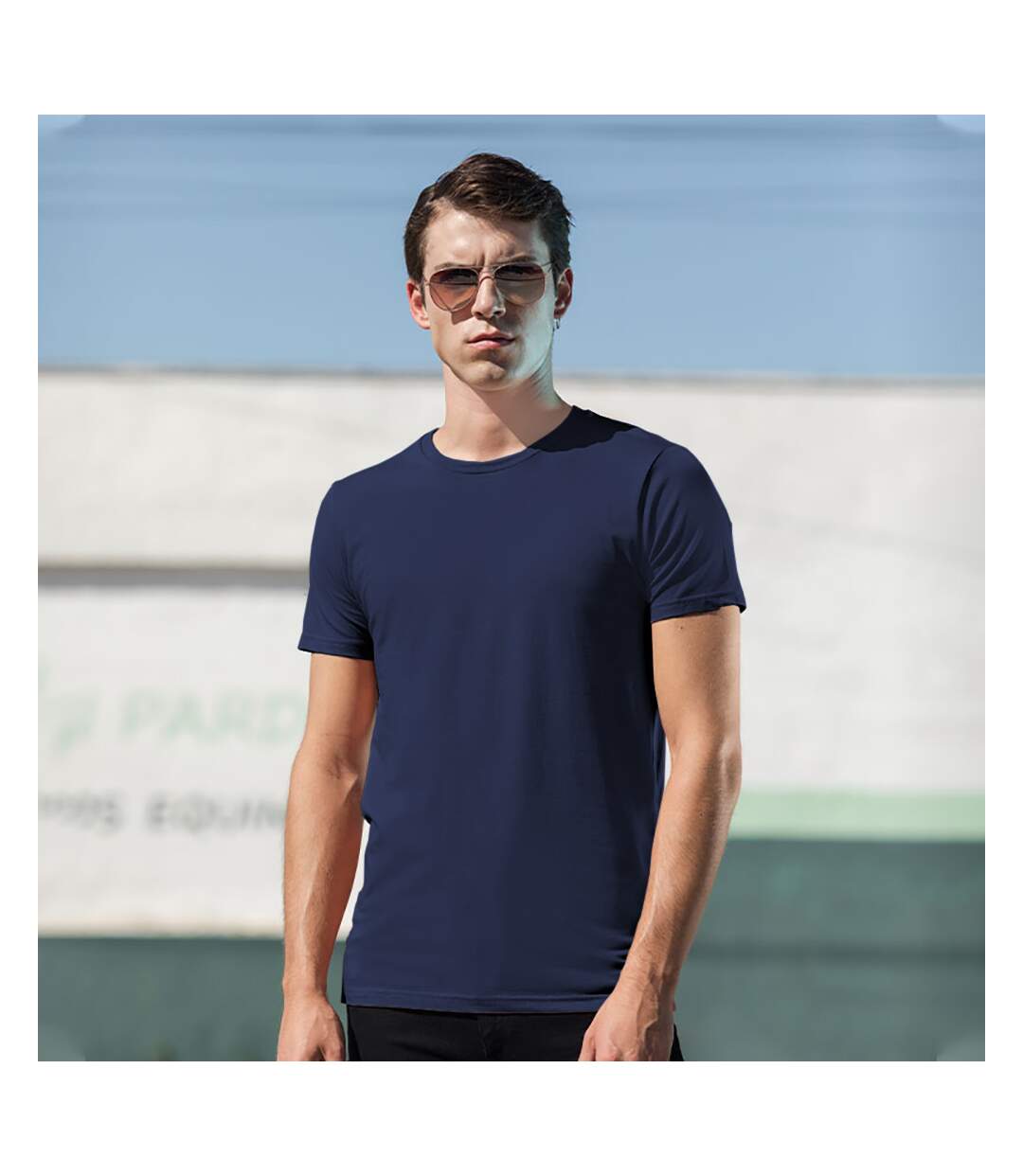 T-shirt manches courtes feel good homme bleu marine Skinni Fit-2