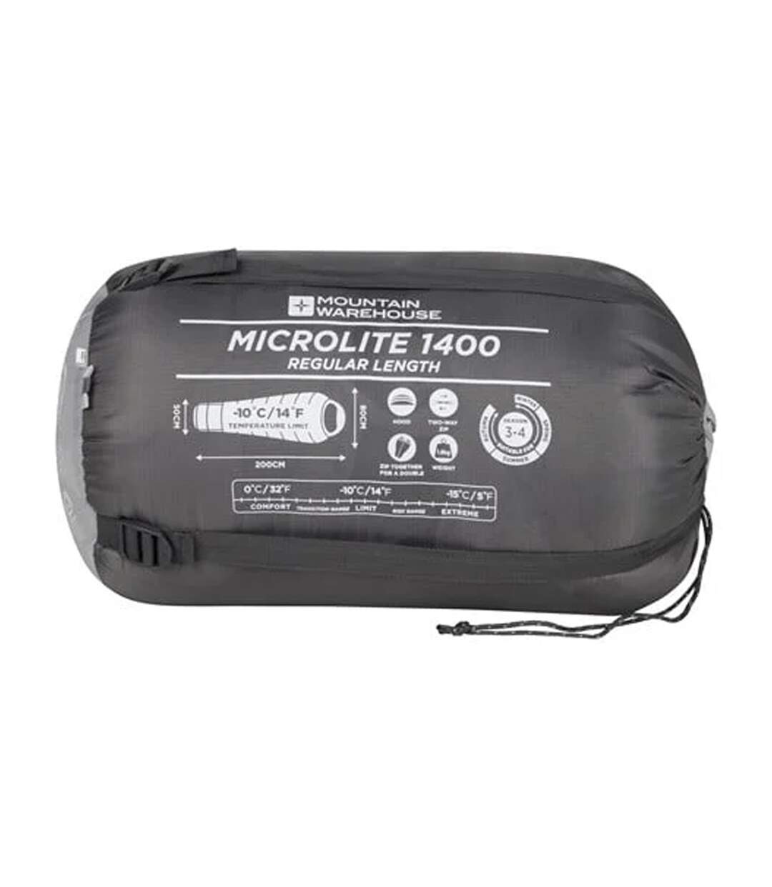 Sac De Couchage 200 Cm Gris Foncé Mountain Warehouse-4