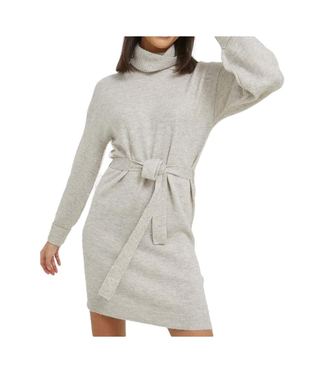 Robe col roulé beige femme jdy roll neck-1