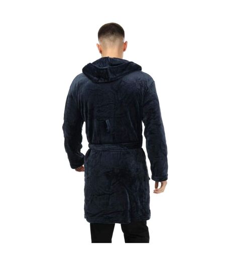 Mens Plain Polyester Dressing Gown Navy Farah