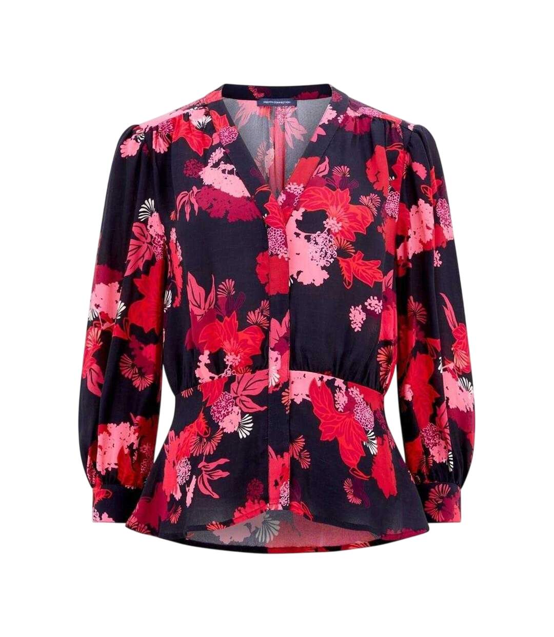 Womens/ladies Chiara V Neck Regular Blouse Blackout Multicoloured French Connection-2
