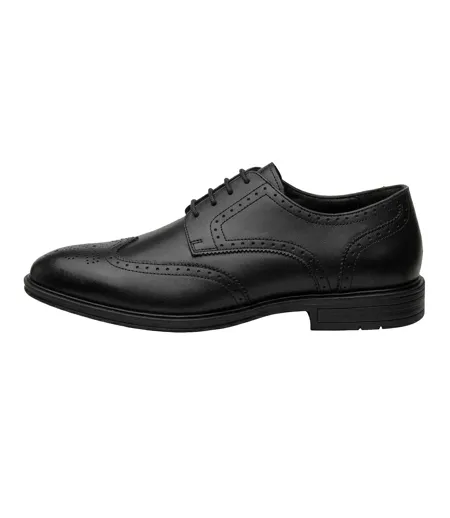 Mens Leather Low Heel Brogues Black Lotus Shoes