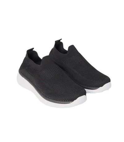 Womens/ladies annabel knitted slip-on trainers black Good For The Sole