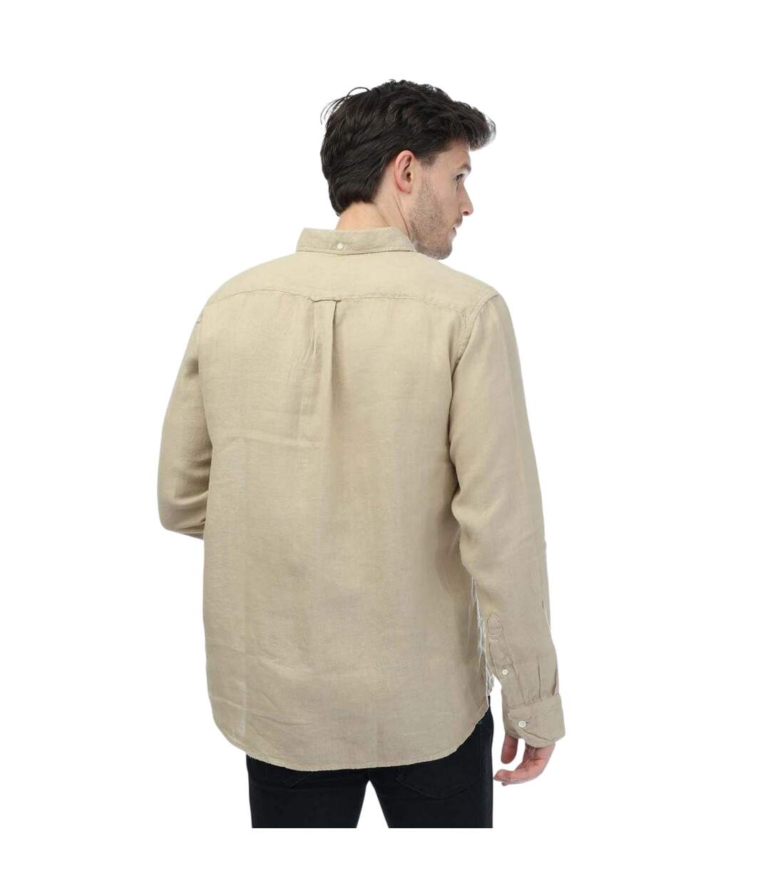 Mens Linen Garment Dyed Regular Shirt Beige Gant-2