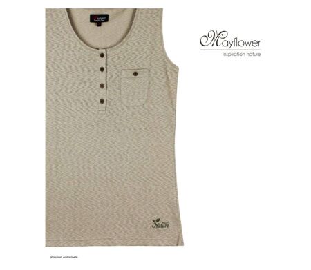 MAYFLOWER LOTUS3 — Débardeur beige femme coton flammé : l'élégance naturelle au quotidien