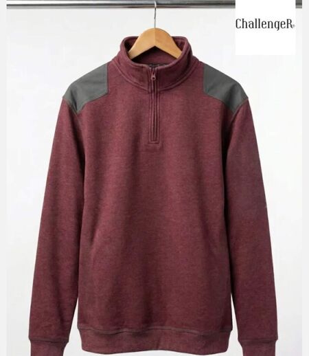 CHALLENGER PRODIGE2 — Sweat molleton col camionneur bordeaux : chaleur et style technique