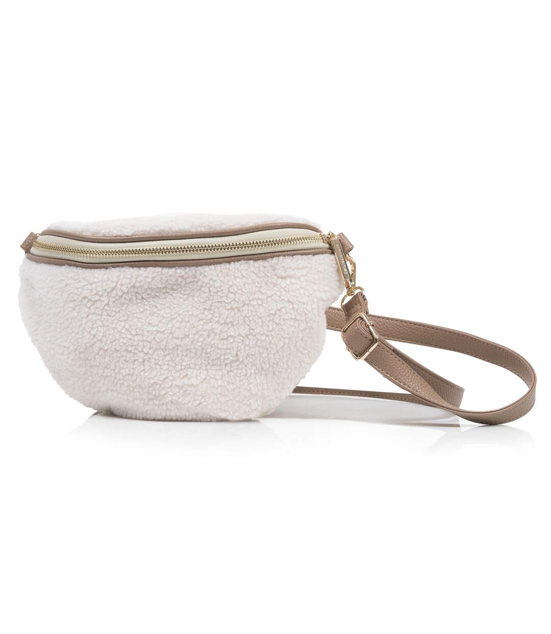 Isotoner banane femme sherpa kaki avec bandoulière ajustable-1