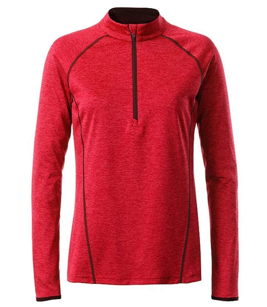 Maillot running respirant manches longues - Femme - JN497 - rouge mélange-1