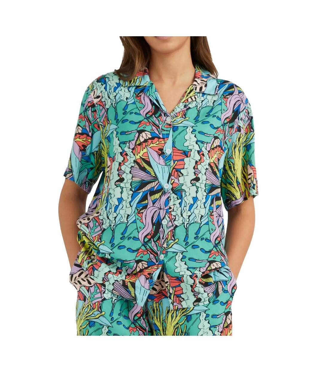 Chemise turquoise/noir femme o'neill ocean-1