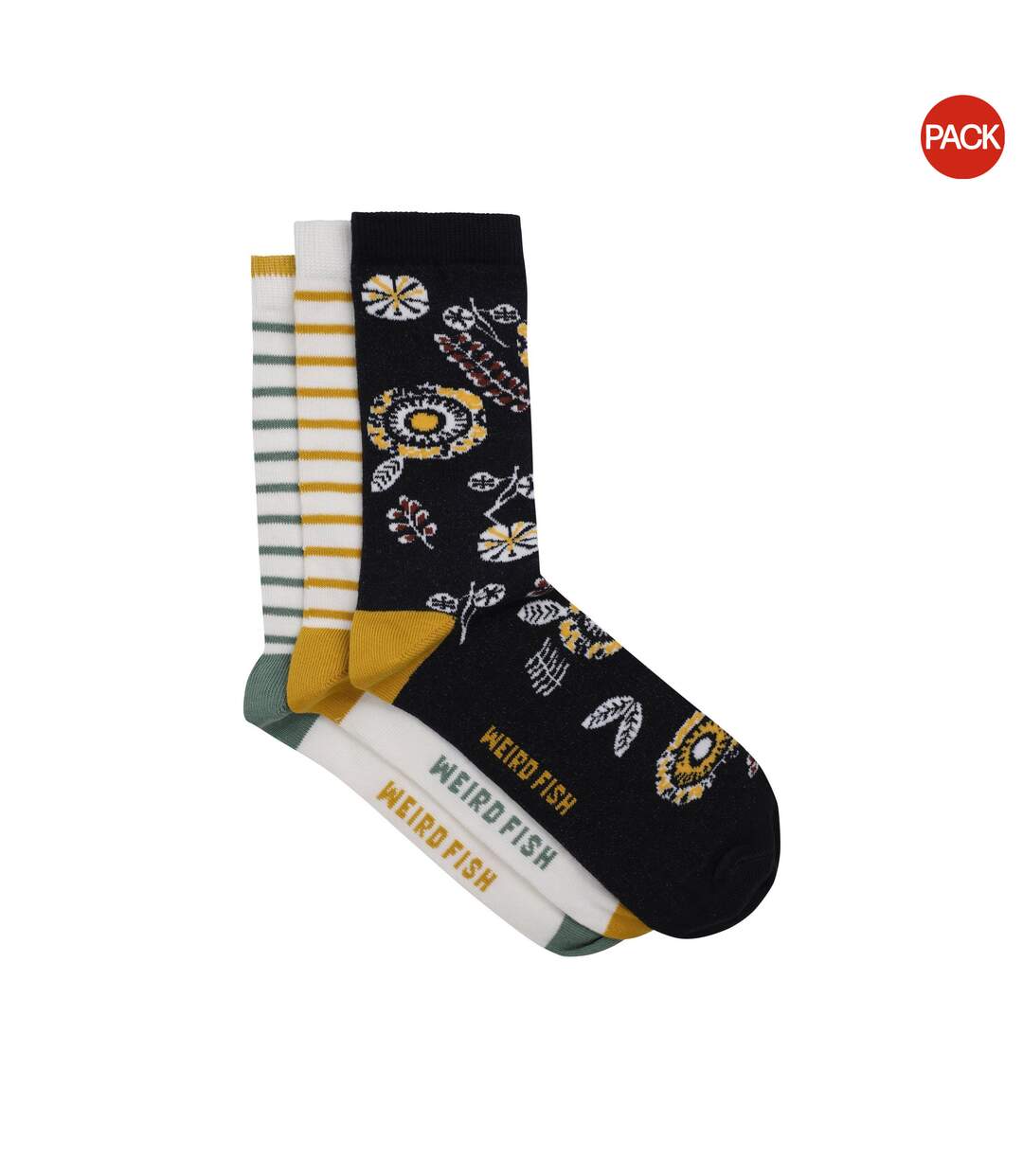 Pack Of 3  Womens/ladies Parade Patterned Socks  Deep Amber Weird Fish-1