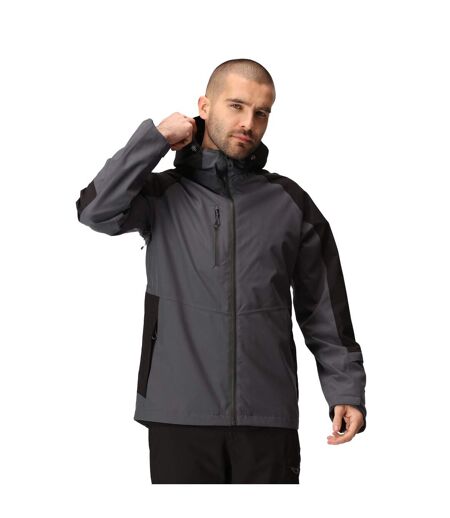 Mens Contrast Detail Waterproof Jacket Seal Grey Black Regatta Professional