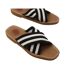 Womens/ladies Criss Cross Strap Flat Slides Black White Where´s That From-2