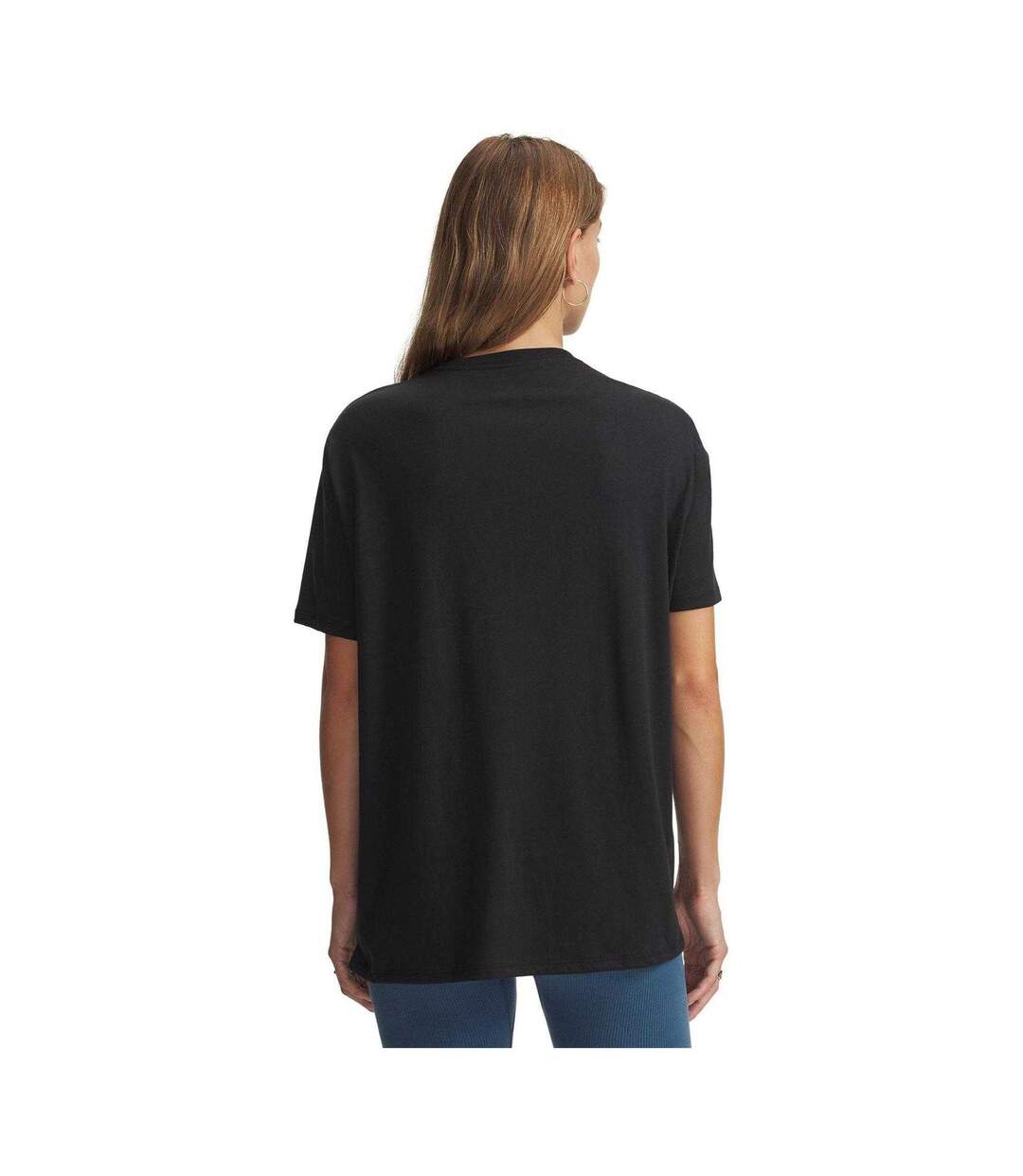 Womens/ladies Varsity Oversized T-shirt Black White Under Armour-2
