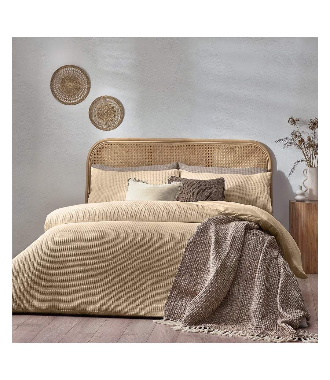 Chunky cotton waffle duvet cover set linen Yard-1