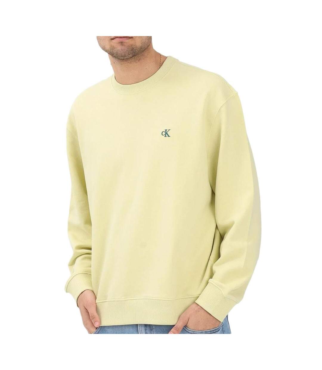 Sweat jaune homme calvin klein jeans ls 350terry-1