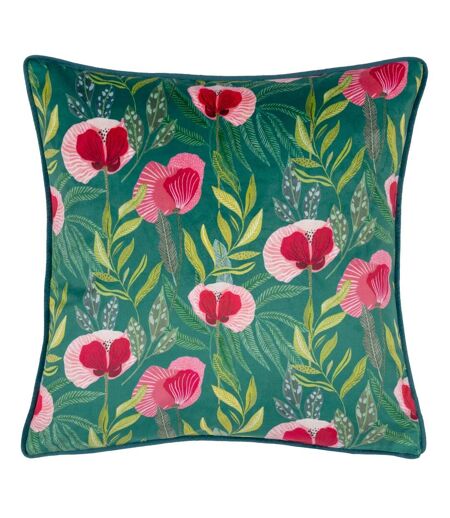 House of bloom piped poppy cushion cover 43cm x 43cm teal Wylder