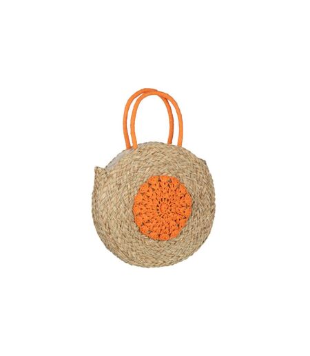 Sac de Plage Fleur 40cm Naturel & Orange