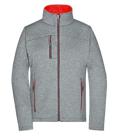 Veste softshell - Femme - JN1147 - gris chiné et rouge