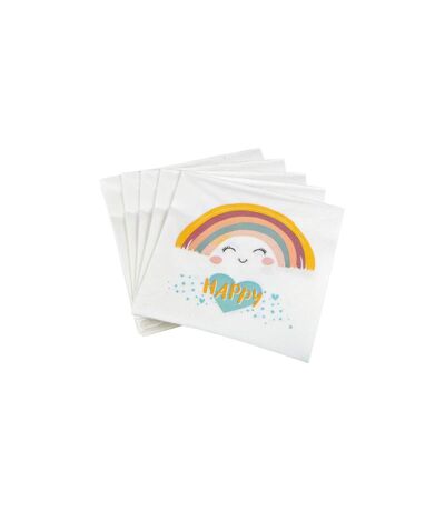 Lot de 20 Serviettes en Papier Nuage Rainbow 33x33cm Blanc