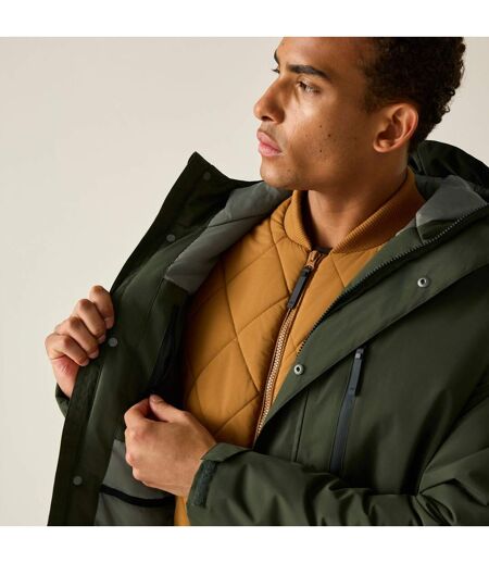 Veste Imperméable Unie Et Isolante À Capuche Slyvan Homme Kaki Foncé Regatta