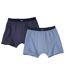 Pack of 2 Men's Stretch Comfort Boxer Shorts - Blue Navy