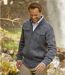 Men's Mottled Grey Warm Knitted Jacket - Full Zip
