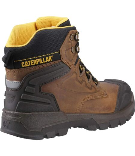 Mens Striver Xl 6 Leather Safety Boots Dark Beige Black Yellow Caterpillar