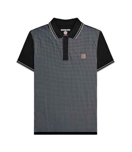 Polo Motif/style Pied-de-poule Homme Noir Gris Lambretta