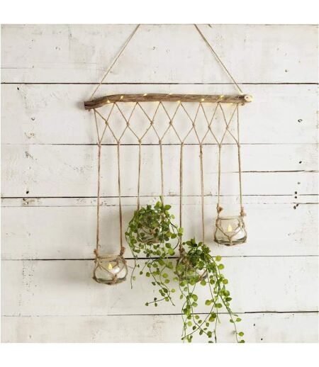Suspension Design à Led 4 Soliflores 70cm Naturel