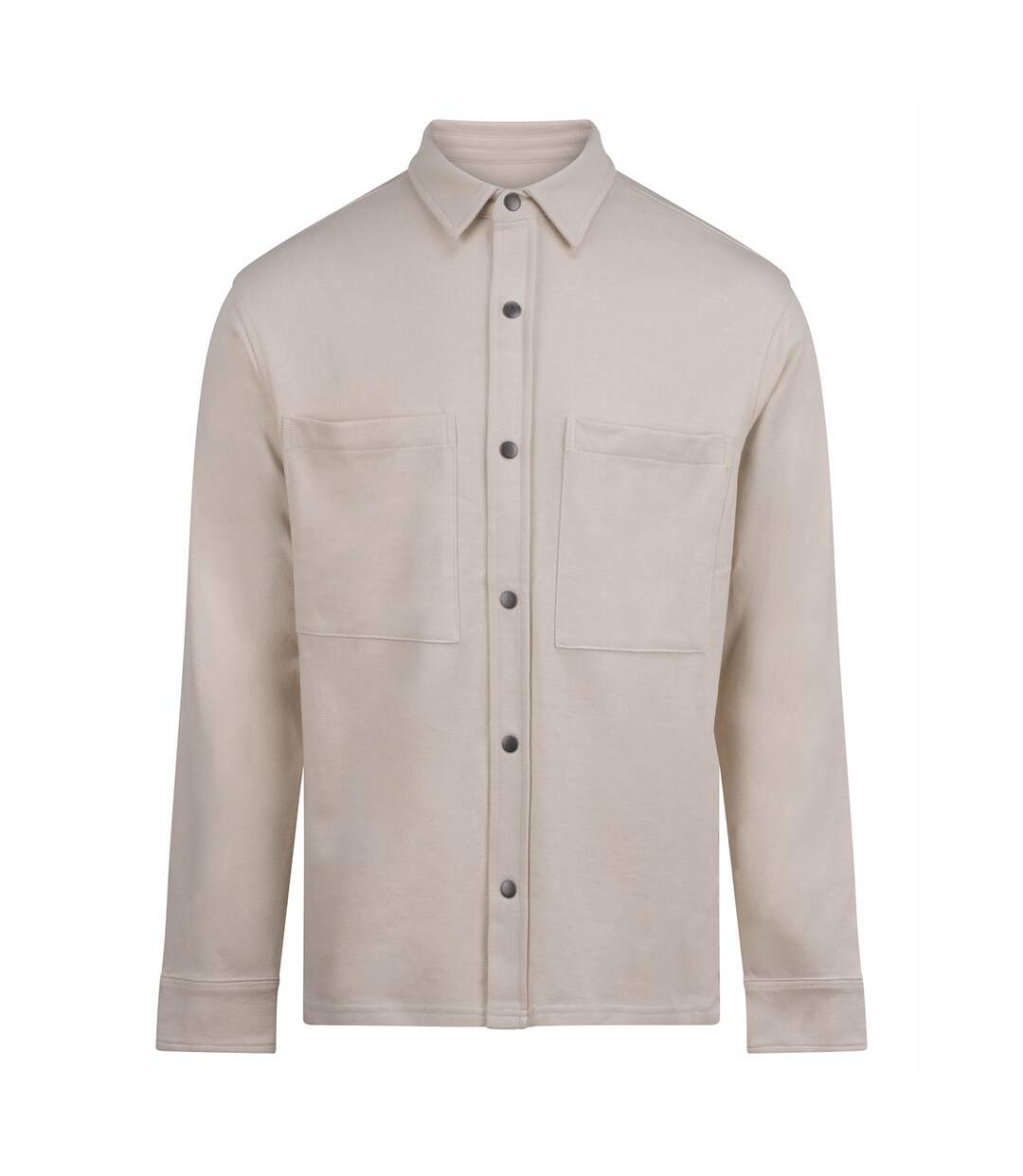 Unisex Adult Premium Piqué Long-sleeved Overshirt Natural Front Row-1