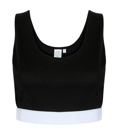 Skinni Fit Womens/Ladies Fashion Crop Top (Black/White)