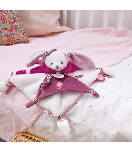 Doudou plat lapin 27 cm collection LAPIN CERISE rose