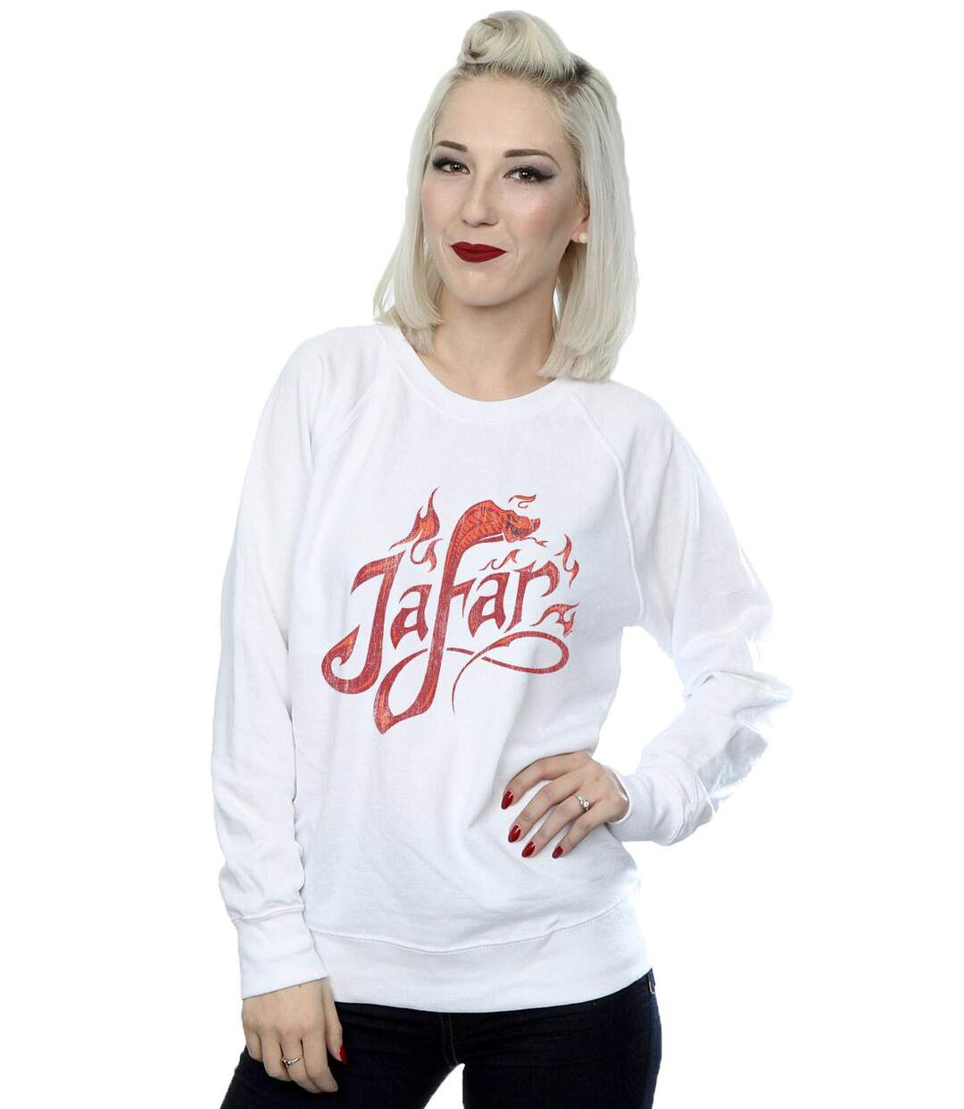 Disney - Sweat ALADDIN MOVIE JAFAR FLAMES LOGO - Femme (Blanc) - UTBI5483-2