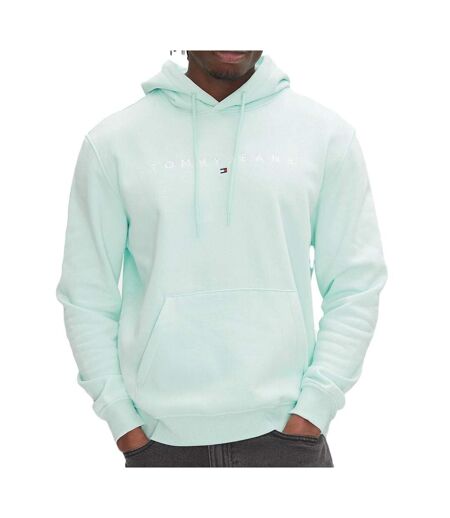 Sweat à capuche homme turquoise tommy hilfiger linear logo - m