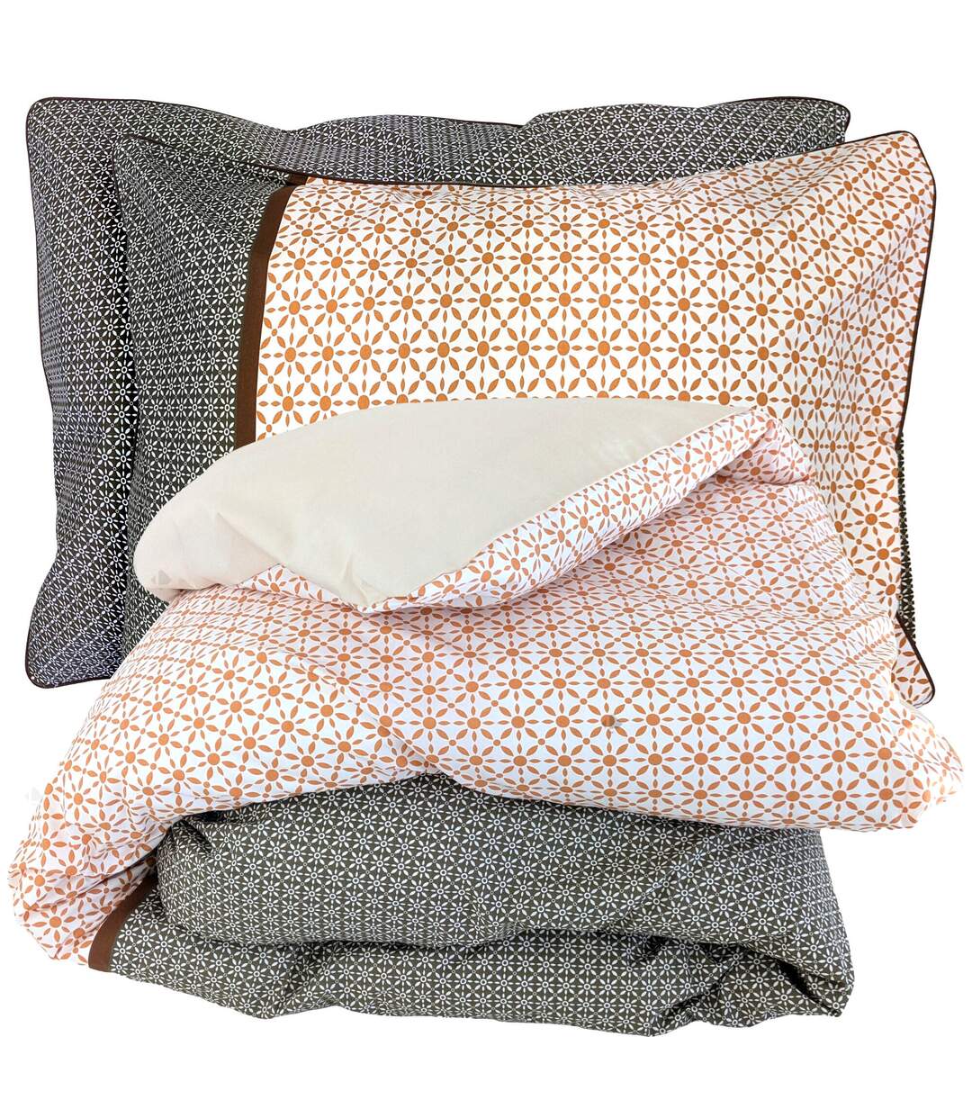 Parure de lit percale de coton GABIN ÉPICE Taie 50x70 cm-2