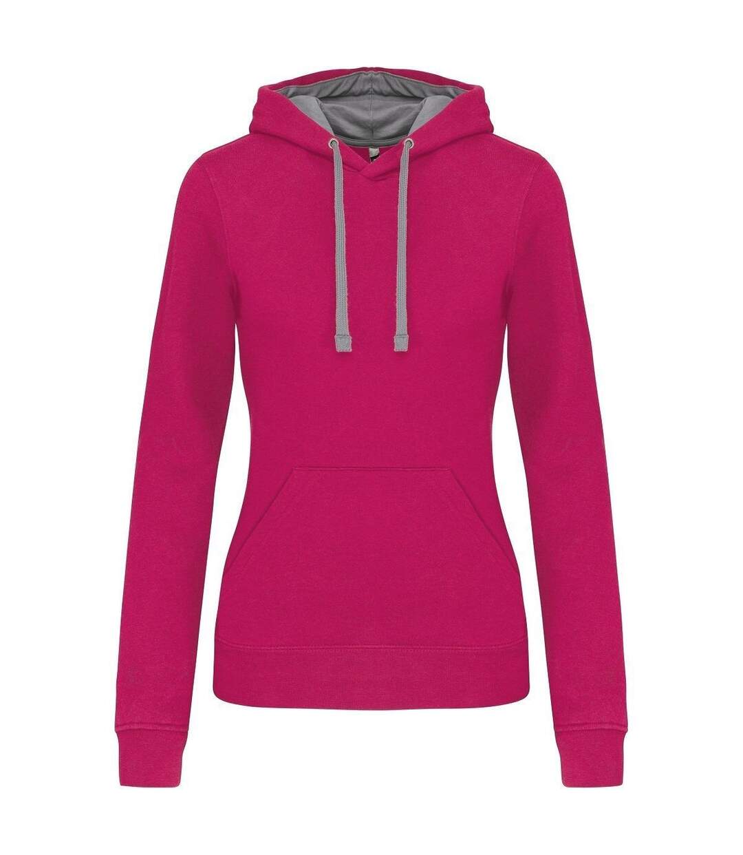 Sweat à capuche contrastée - Femme - K465 - rose fuchsia et gris clair