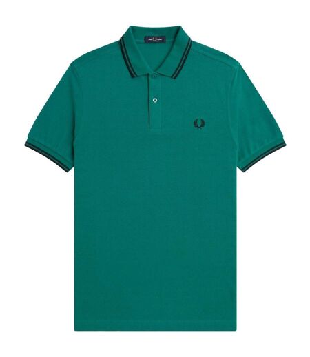 Polo Motif/style Col À Double Rayure Homme Vert Menthe Vert Menthe Fred Perry