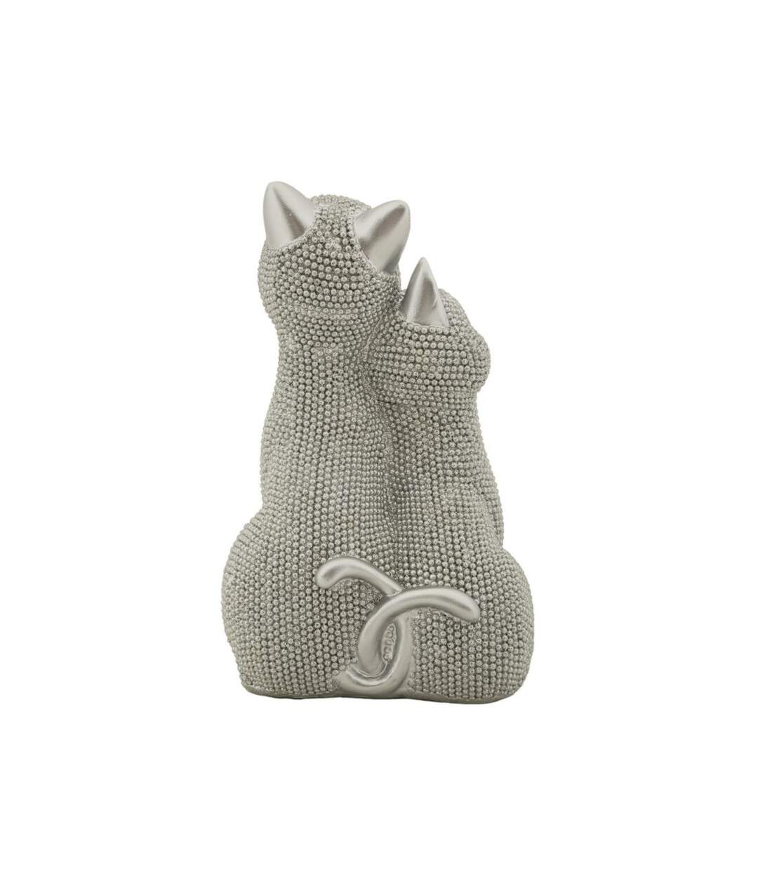 Statuette Déco Couple de Chat Sparky 21cm Argent-2