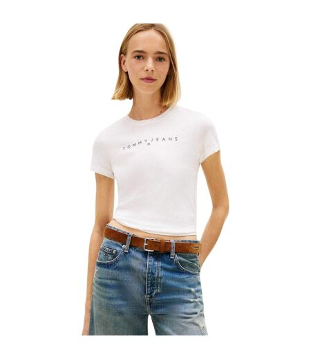 Womens/ladies Linear Slim T-shirt White Tommy Jeans