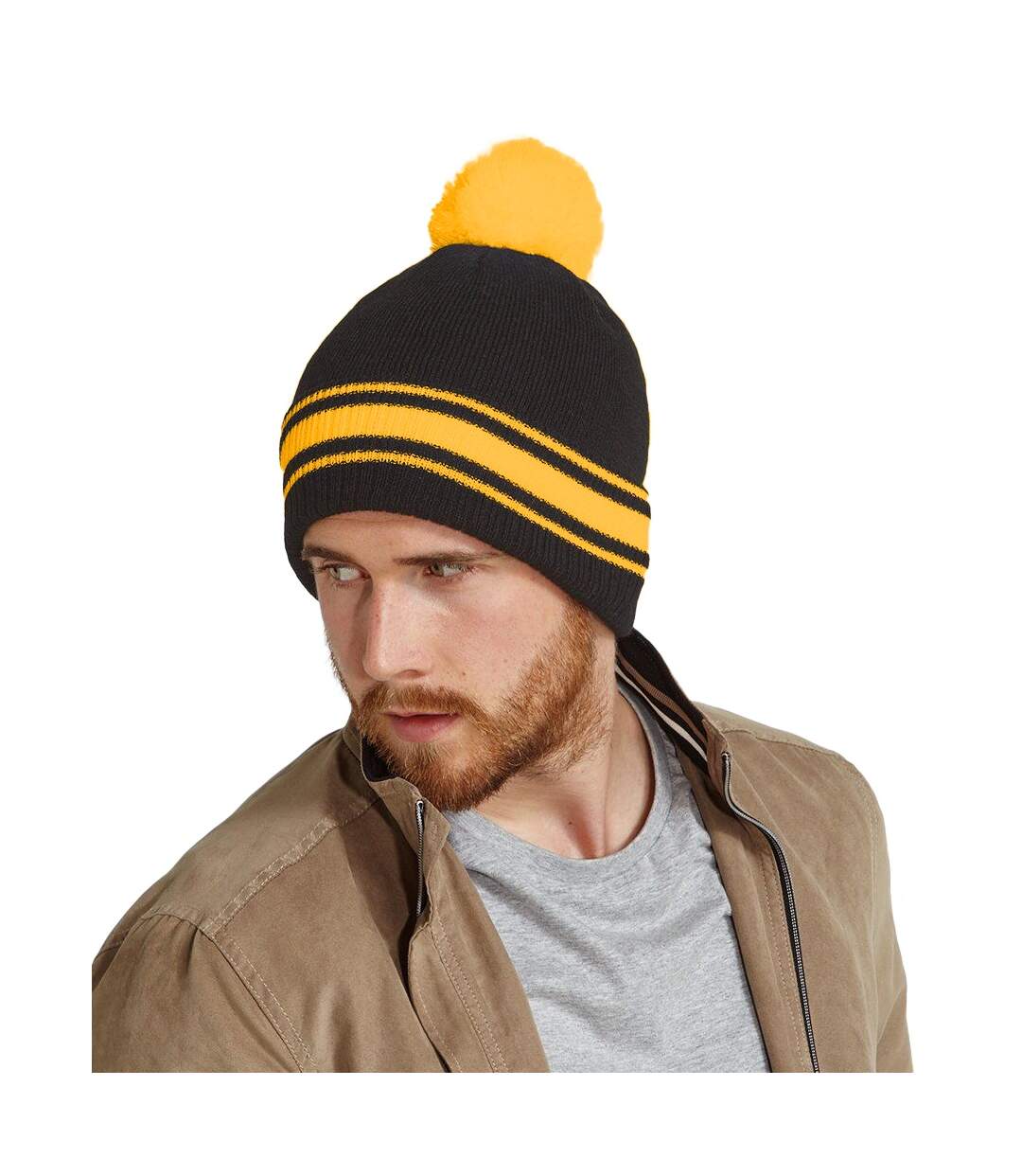 Bonnet stadium homme noir / jaune Beechfield