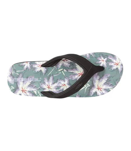 Mens Jekyl Leaves Logo Flip Flops Dark Green Animal