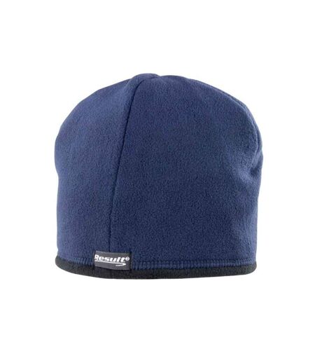 Unisex adult reversible microfleece bobble hat black/navy Result Winter Essentials