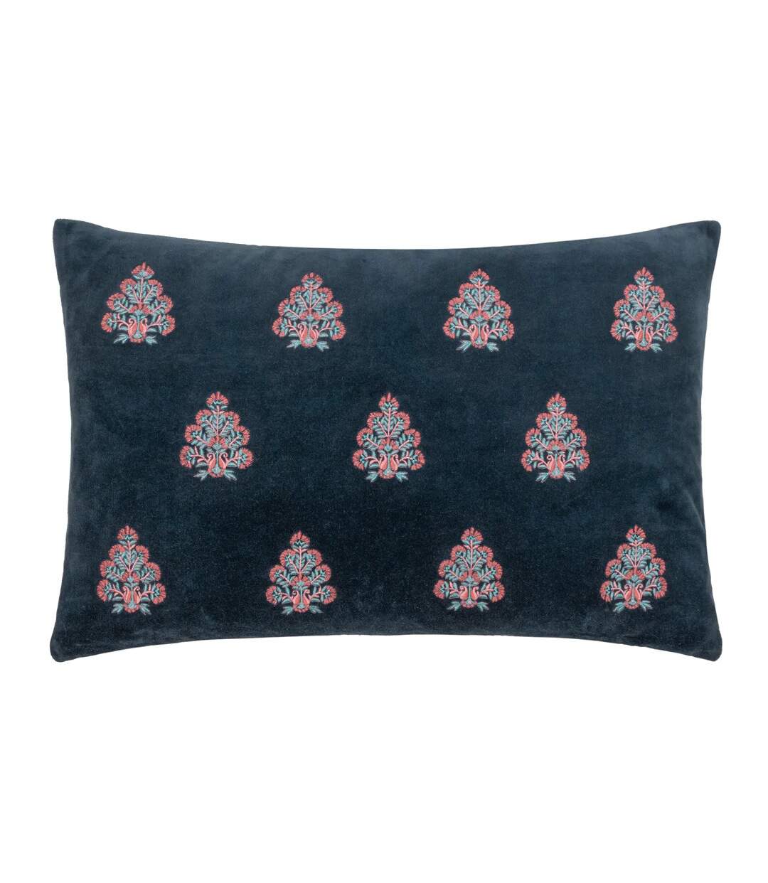 Rennes embroidered cushion cover 60cm x 40cm navy Paoletti