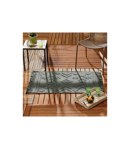 Tapis Déco à Franges Cilaos 60x90cm Vert Kaki