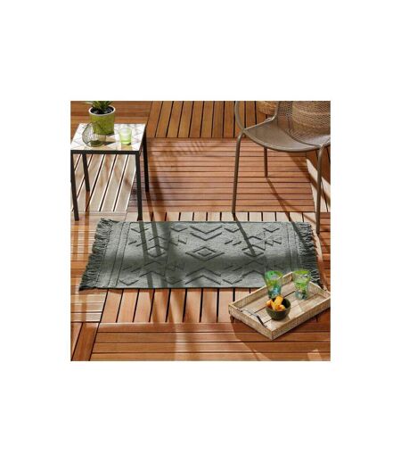 Tapis Déco à Franges Cilaos 60x90cm Vert Kaki