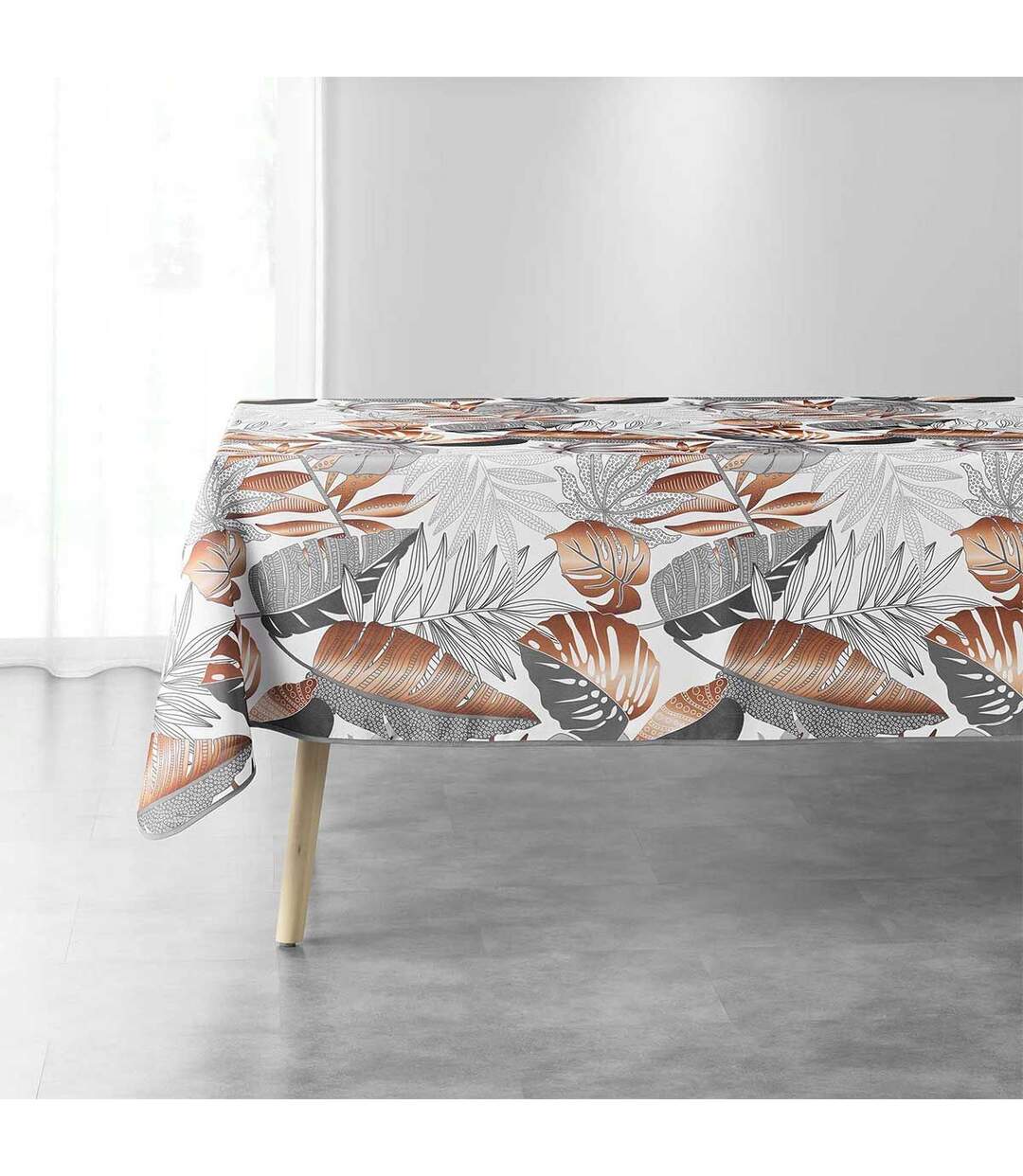 Nappe Imprimée Alianor 150x240cm Gris & Blanc-1