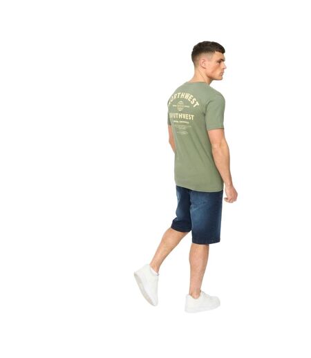 T-shirt Chittingtons Homme Olive Noire Crosshatch